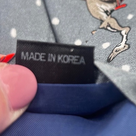 Changill Vintage Myung Ju Silk Christmas Tie 57" x 3.5" Black Santa Reindeer - Picture 5 of 5